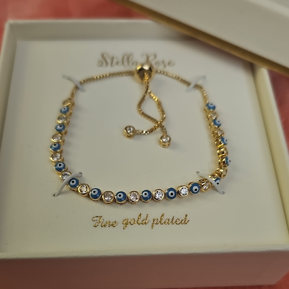 Stella Rose Of London Gold Plated Evil Eye and Diamond Looking Stones Bracelet